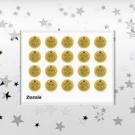 シンプル金ゴールドブラックオンクリスマスメリー | ラウンドシール