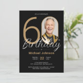 シンプル金ゴールドブラックカスタム誕生日60th 招待状 (スタンド正面)