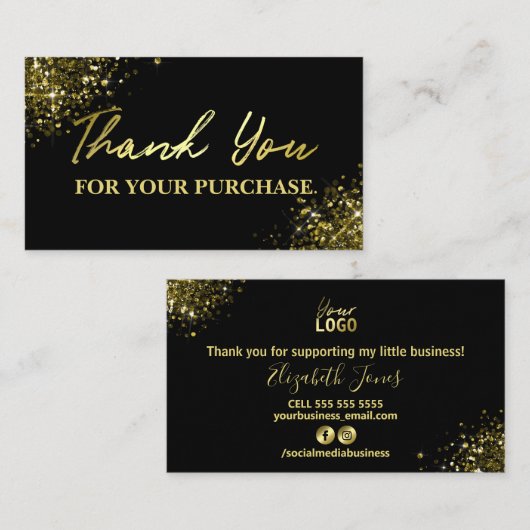 シンプル金ゴールドブラックグラム購入ありがとう 名刺 (正面/裏面)