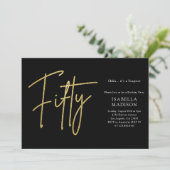シンプル金ゴールドブラックグリッター50誕生日 招待状 (スタンド正面)