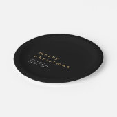 シンプル金ゴールドブラックタイポグラフィメリークリスマス ペーパープレート (アングル)