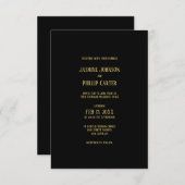 シンプル金ゴールドブラックデザイン- 3x5結婚式招待状 招待状 (正面/裏面)