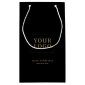 シンプル金ゴールドブラックミニマルビジネスロゴ スモールペーパーバッグ (裏面)