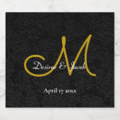 シンプル金ゴールドブラック白エレガントなウェディングモノグラム スパークリングワインラベル (シングルラベル)