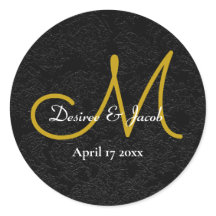 シンプル金ゴールドブラック白エレガントなウェディングモノグラム