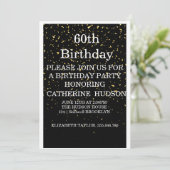 シンプル金ゴールドブラック60歳の誕生日の招待状 招待状 (スタンド正面)