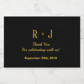 シンプル金ゴールドブラック&モノグラムありがとうござ結婚う リキュールボトルラベル (シングルラベル)