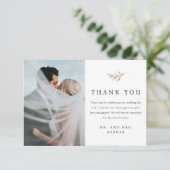 シンプル金ゴールドブランチ結婚写真 サンキューカード (スタンド正面)