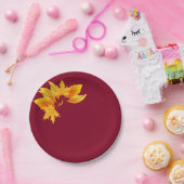 シンプル金ゴールドブルゴーニュ秋お祝いデザート ペーパープレート (パーティー)