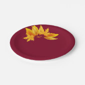 シンプル金ゴールドブルゴーニュ秋お祝いデザート ペーパープレート (アングル)