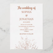 シンプル金ゴールドホイ葉ルのホイ結婚ルの招待 箔招待状 (正面)