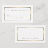 シンプル金ゴールドホワイトおむつラッフルチケット エンクロージャーカード (正面/裏面)