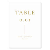 シンプル金ゴールドホワイトシャンパ結婚ーニュ テーブルナンバー (裏面)