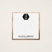 シンプル金ゴールドホワ縁どイロのイヤリング表示カード (正面)