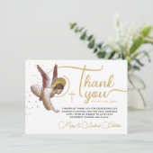 シンプル金ゴールドホワ賛美イトのクリスチャン・エンジェル・タイポ サンキューカード (スタンド正面)