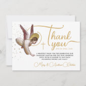 シンプル金ゴールドホワ賛美イトのクリスチャン・エンジェル・タイポ サンキューカード (正面)
