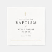 シンプル金ゴールドミニマルクロス宗教洗礼 スタンダードカクテルナプキン (正面)