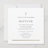 シンプル金ゴールドミニマルクロス宗教洗礼 招待状 (正面)