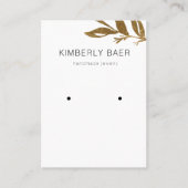 シンプル金ゴールドミニマルグリーンリーホワイトイヤリングディスプレイ 名刺 (正面)