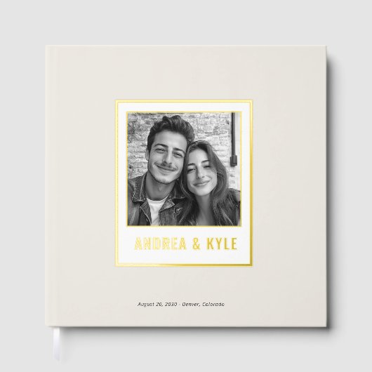 シンプル金ゴールドミニマル結婚リストフレーム ゲストブック (正面)