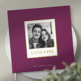 シンプル金ゴールドミニマル結婚リストフレーム ゲストブック