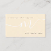  シンプル金ゴールドミニマルCream Monogramスクリプト  名刺 (裏面)