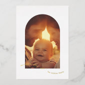 シンプル金ゴールドミニマルMerry Christmas Arch Photo 箔シーズンカード (正面)