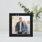 シンプル金ゴールドメリークリスマスブラック シーズンカード (スタンド正面)