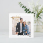 シンプル金ゴールドメリークリスマスホワイト シーズンカード (スタンド正面)