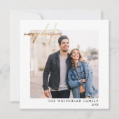 シンプル金ゴールドメリークリスマスホワイト シーズンカード (正面)