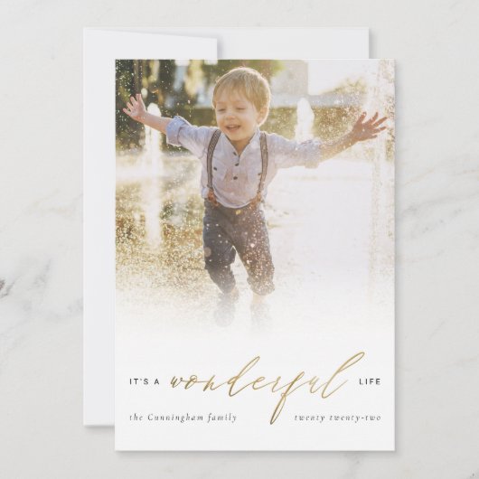 シンプル金ゴールドモダンは素晴らしい人生写真だ シーズンカード (正面)