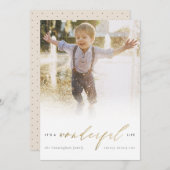 シンプル金ゴールドモダンは素晴らしい人生写真だ シーズンカード (正面/裏面)