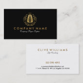 シンプル金ゴールドモダンオーナメントロゴデザイン 名刺 (正面/裏面)