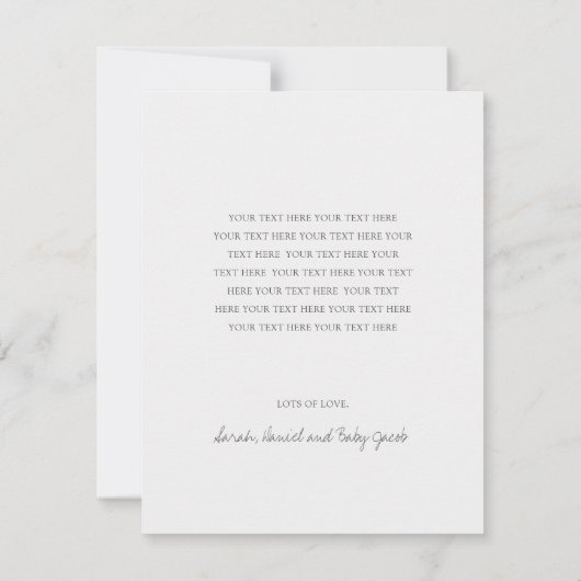 シンプル金ゴールドモダンスクリプトフォトベビーギフト サンキューカード (裏面)