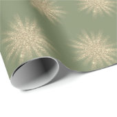 シンプル金ゴールドモダンスターバストソフトグリーンクリスマス ラッピングペーパー (ロールコーナー)