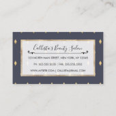 シンプル金ゴールドモダンダイヤモンドネイビーブルーパターン 予約カード (裏面)