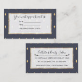 シンプル金ゴールドモダンダイヤモンドネイビーブルーパターン 予約カード (正面/裏面)