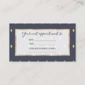 シンプル金ゴールドモダンダイヤモンドネイビーブルーパターン 予約カード (正面)