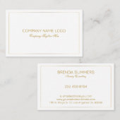 シンプル金ゴールドモダントーンのボーダー(白) 名刺 (正面/裏面)