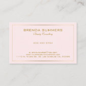 シンプル金ゴールドモダントーンボーダーオンパステルピンク 名刺 (裏面)