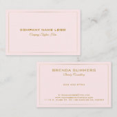 シンプル金ゴールドモダントーンボーダーオンパステルピンク 名刺 (正面/裏面)