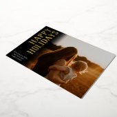 シンプル金ゴールドモダンハッピーホリデーズファミリーフォト 箔シーズンカード (回転した状態)