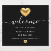 シンプル金ゴールドモダンハート結婚ワインラベル スパークリングワインラベル (シングルラベル)