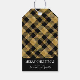 シンプル金ゴールドモダンバッファロープレイメリークリスマス ギフトタグ