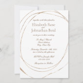 シンプル金ゴールドモダンホワイトエレガントな結婚式 招待状 (正面)