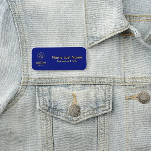 シンプル金ゴールドモダンロゴ青 名札 (インサイチュ)