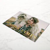 シンプル金ゴールドモダン写真の卒業発表 箔招待状 (回転した状態)