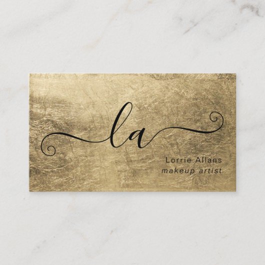 シンプル金ゴールドモダン写真Qrメイクアップアーティスト 名刺 (正面)