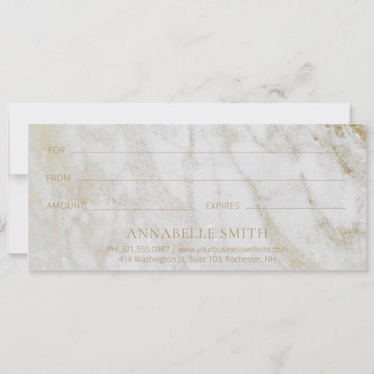 シンプル金ゴールドモダン大理石エレガントギフト証明書 (裏面)