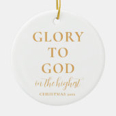 シンプル金ゴールドモダン宗教的クリスマス セラミックオーナメント (正面)